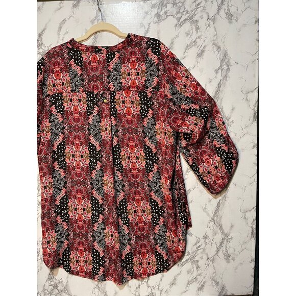 Cato Women's Floral Print V-Neck Blouse 3/4 Sleeve Size 22/24 Multicolor - Picture 5 of 10